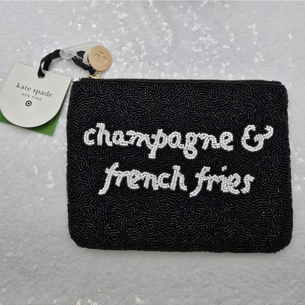 Kate Spade x Target Black & White Beaded Clutch Champagne & French Fries